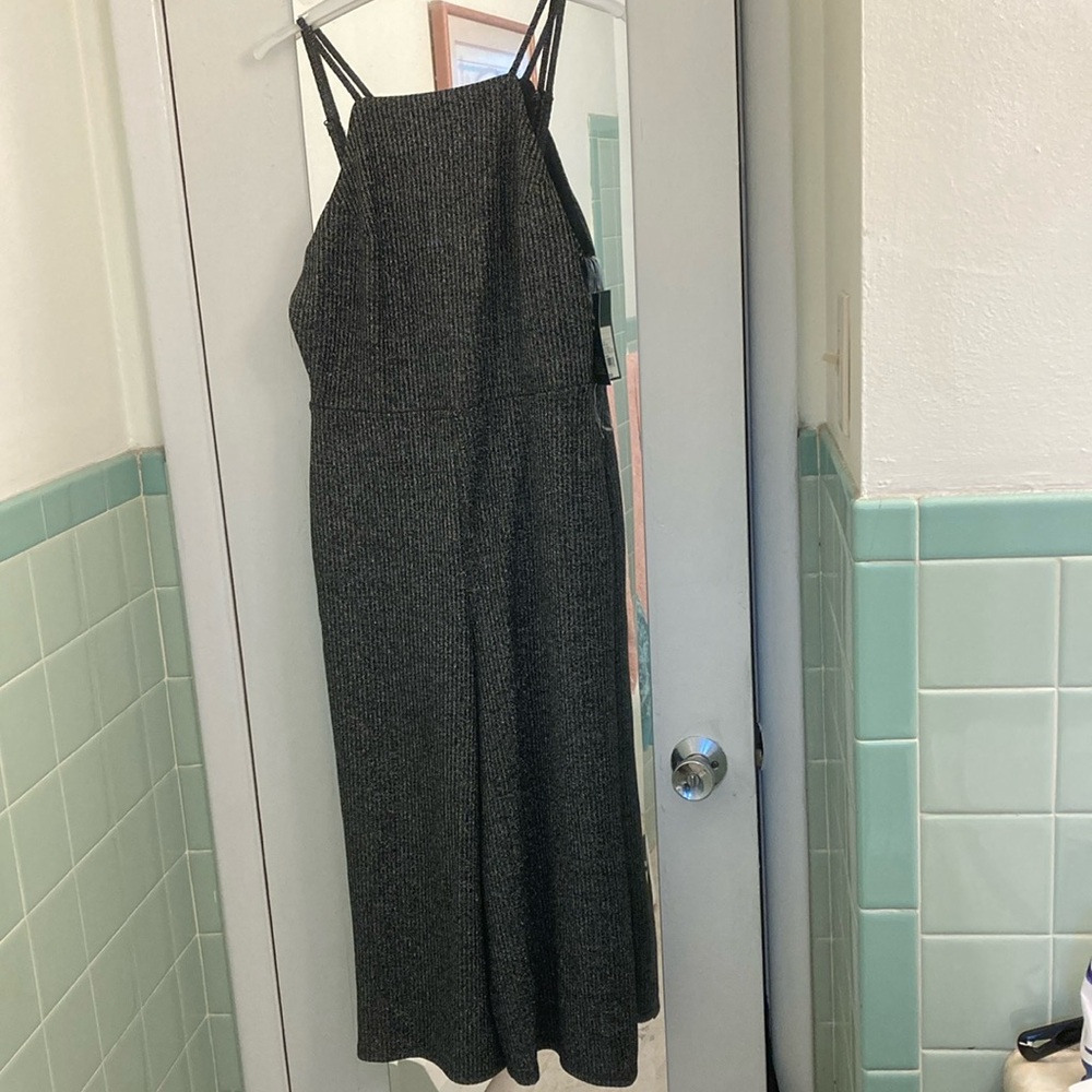 NEW wild Fable cropped jumpsuit with silver glitter material